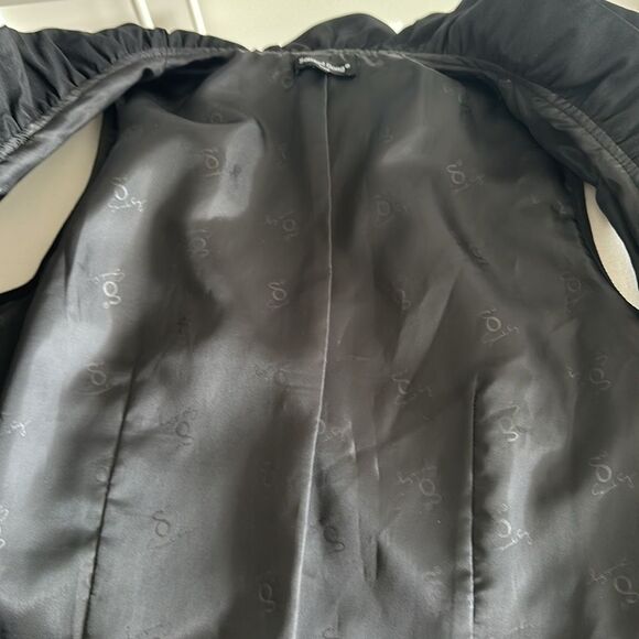 Samuel Dong Mini Dress Front Zipper Moldable Ruffled Belted Taffeta Black Size S - Picture 11 of 13